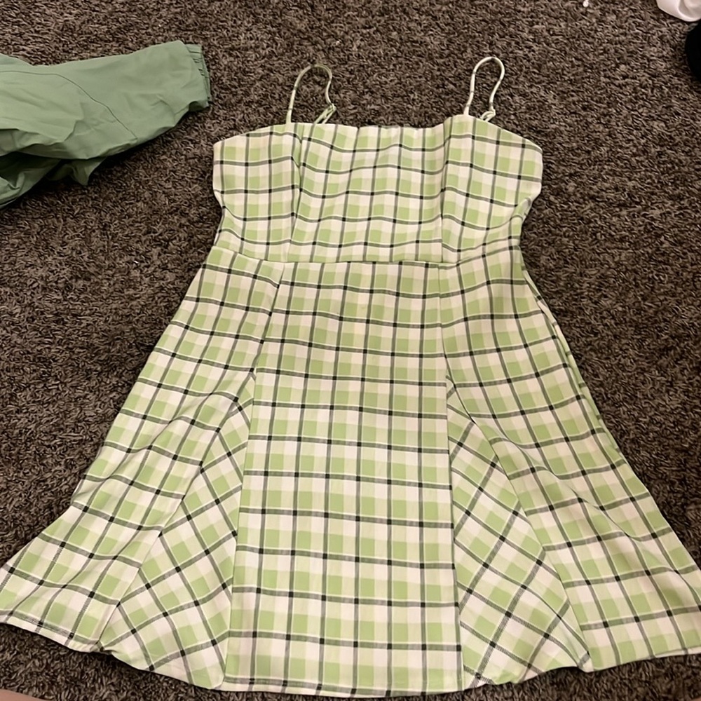 Dress pattern flannel green and white size medium